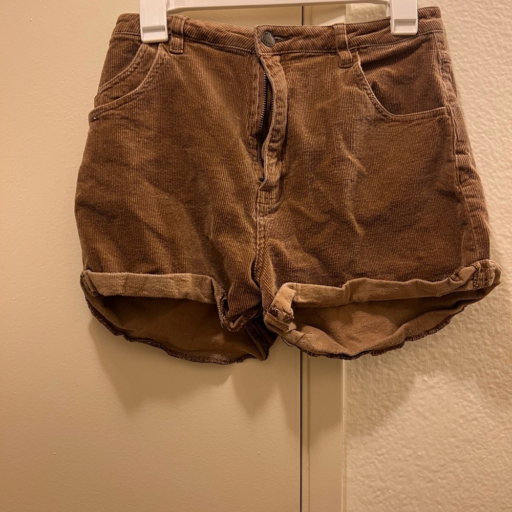 Brown Corduroy Women Shorts